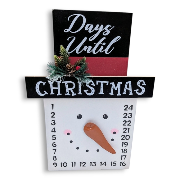 ** SOLD **   Wooden Snowman Days Until Christmas Countdown Decoration - Picture 13 of 13